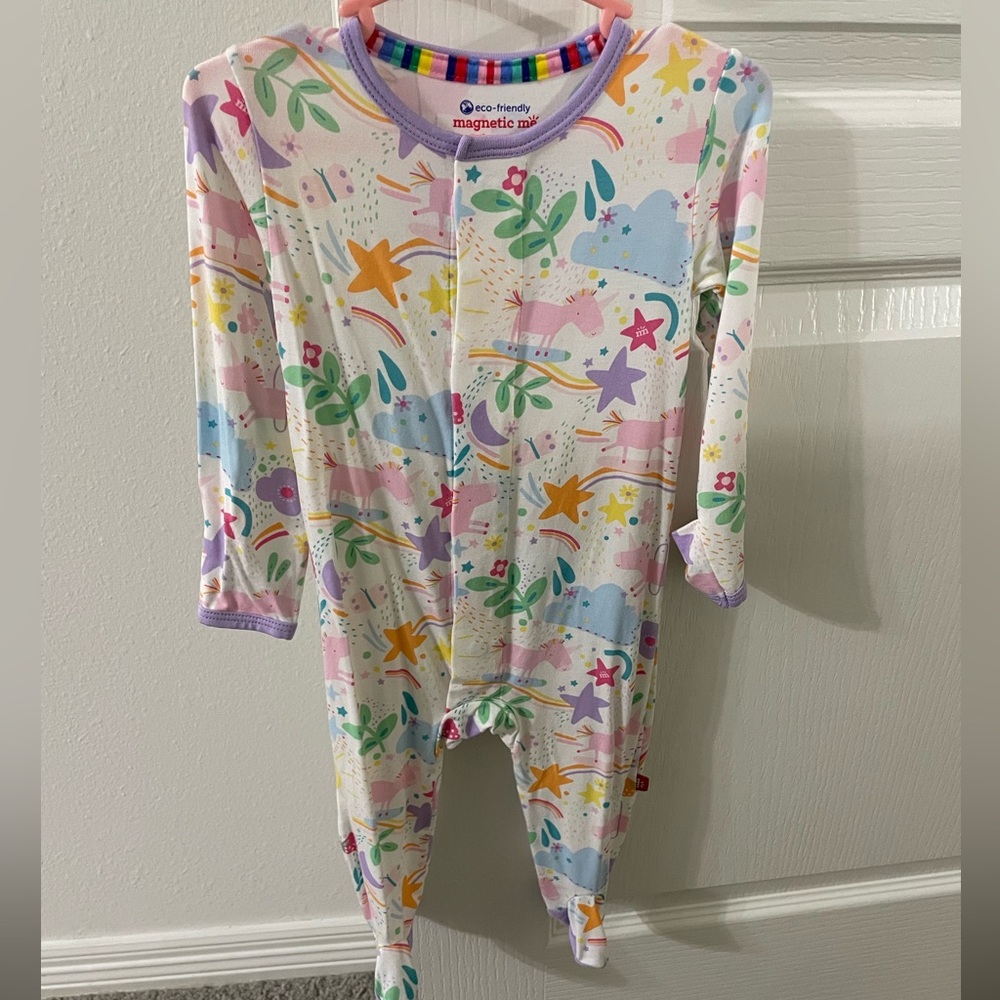 Magnetic Me Multicolor Baby Onesie with Stars and Plants